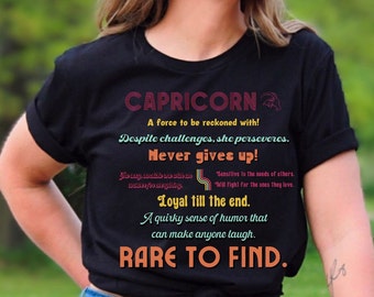 Capricorn Shirt | Zodiac Traits Tee for Women | Astrology Gift for December and January Birthday | Vintage Celestial Graphic