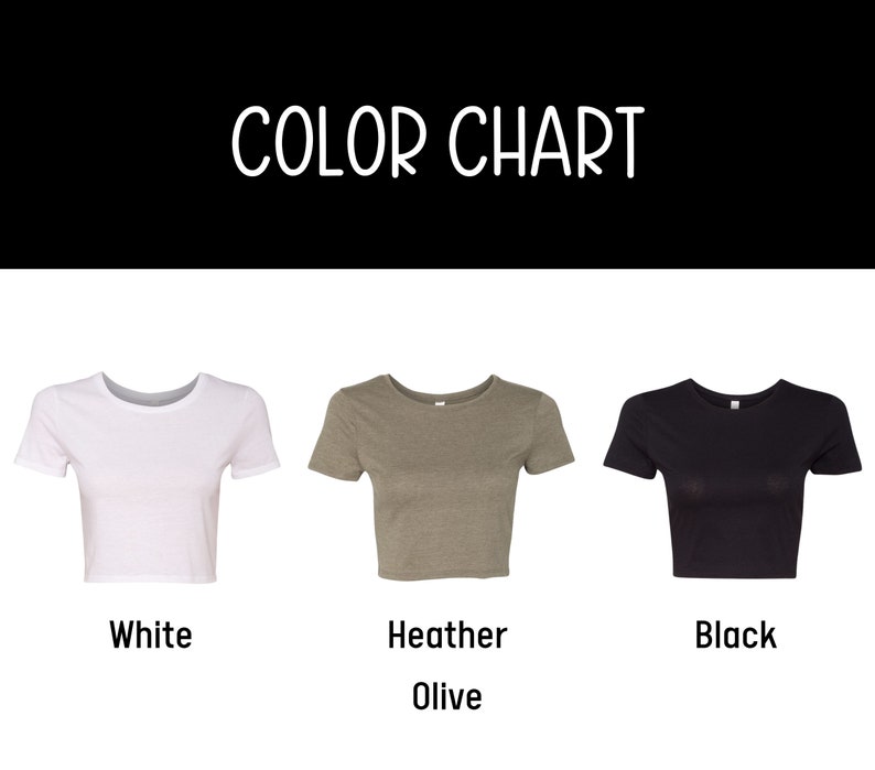 Puede incluir: Carta de colores que muestra tres camisetas recortadas en blanco, oliva jaspeado y negro.