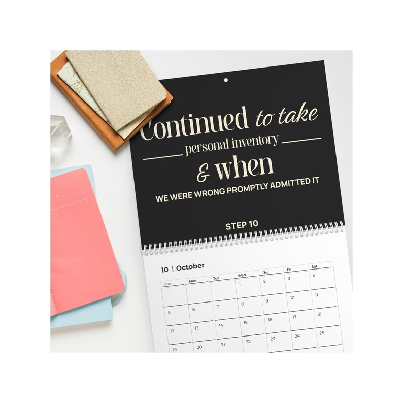 12 Steps of AA Wall Calendar Sober Calendar AA Recovery Gifts Recovery Coach Office Decor One Year Sober Gift for Sober Celebration image 8