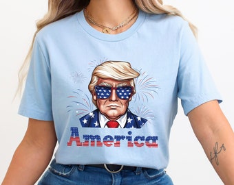 Camisa personalizada del 4 de julio Camisa Trump 'Merica Camisa Trump Camisa del 4 de julio Camisa americana 4 de julio Fiesta Día de la Independencia Camiseta patriótica
