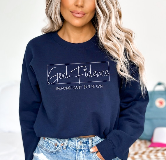 God Fidence Cotton Sweatshirt, Christian Faith Apparel, Bible Quote Spiritual Wear