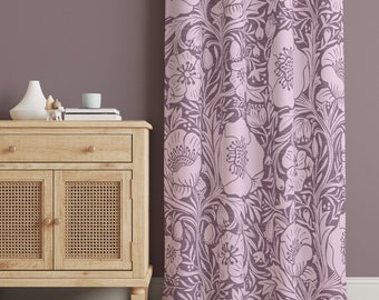 Shabby Chic Curtains, Rod Pocket Curtain, Floral Curtain Panels for Bedroom or Living Room, Pastel Purple Curtains