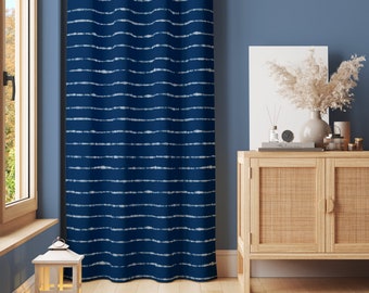 Shibori Indigo Tie Dye Horizon Large Pattern Collection Linen & Cotton Curtains