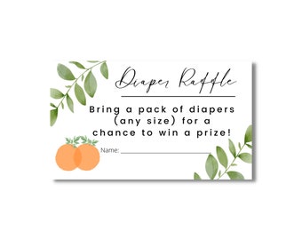 Folleto de rifa de pañales / Invitación de baby shower / Invitación de cutie / Invitación de mandarina / Tarjeta de visita / Folleto virtual