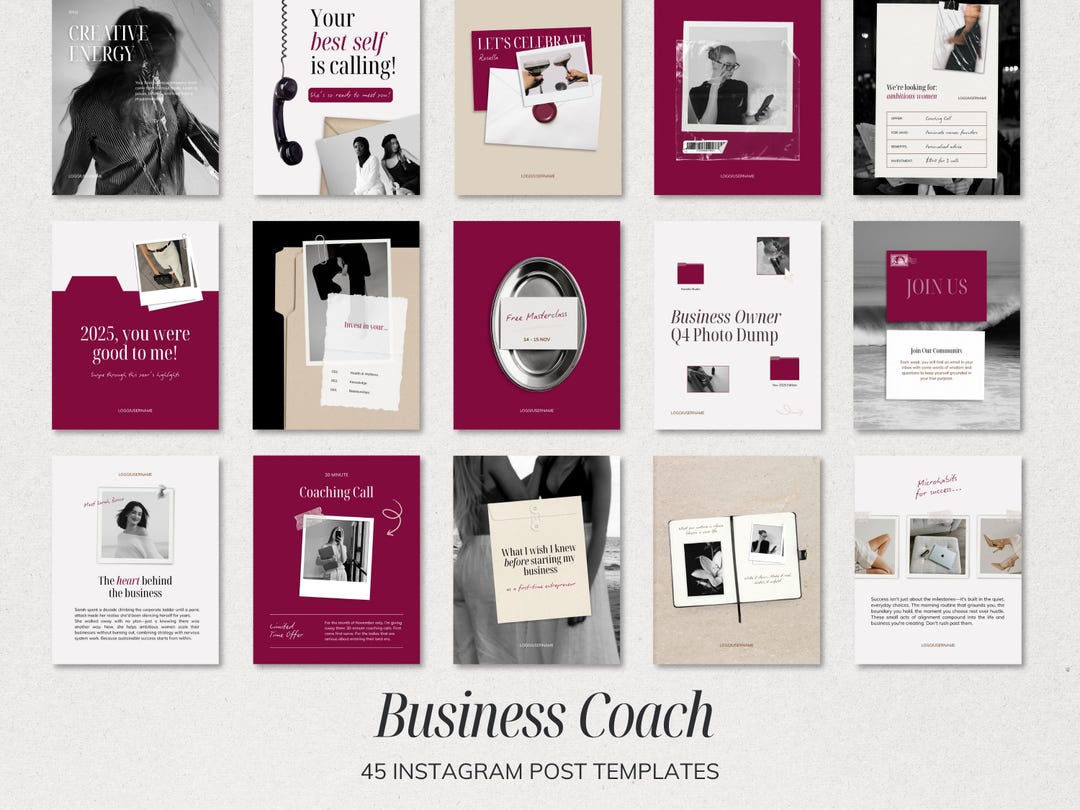 Business Coach Instagram Templates | Canva File | 45 Post Designs ...