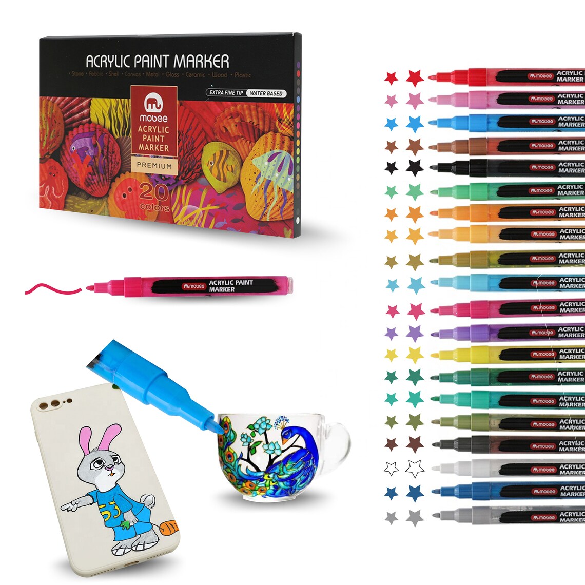 20 Colors Acrylic Markers for Shoes Glass Paint Wood Paint Etsy