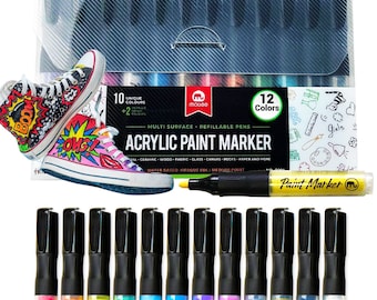 Acrylic Paint Marker Pens, 3 Different Point Size: Extra Fine(0.7mm),  Medium Bullet(2.5mm), Jumbo Felt Tip(10-15mm) (Black & White Colors, Extra  Fine