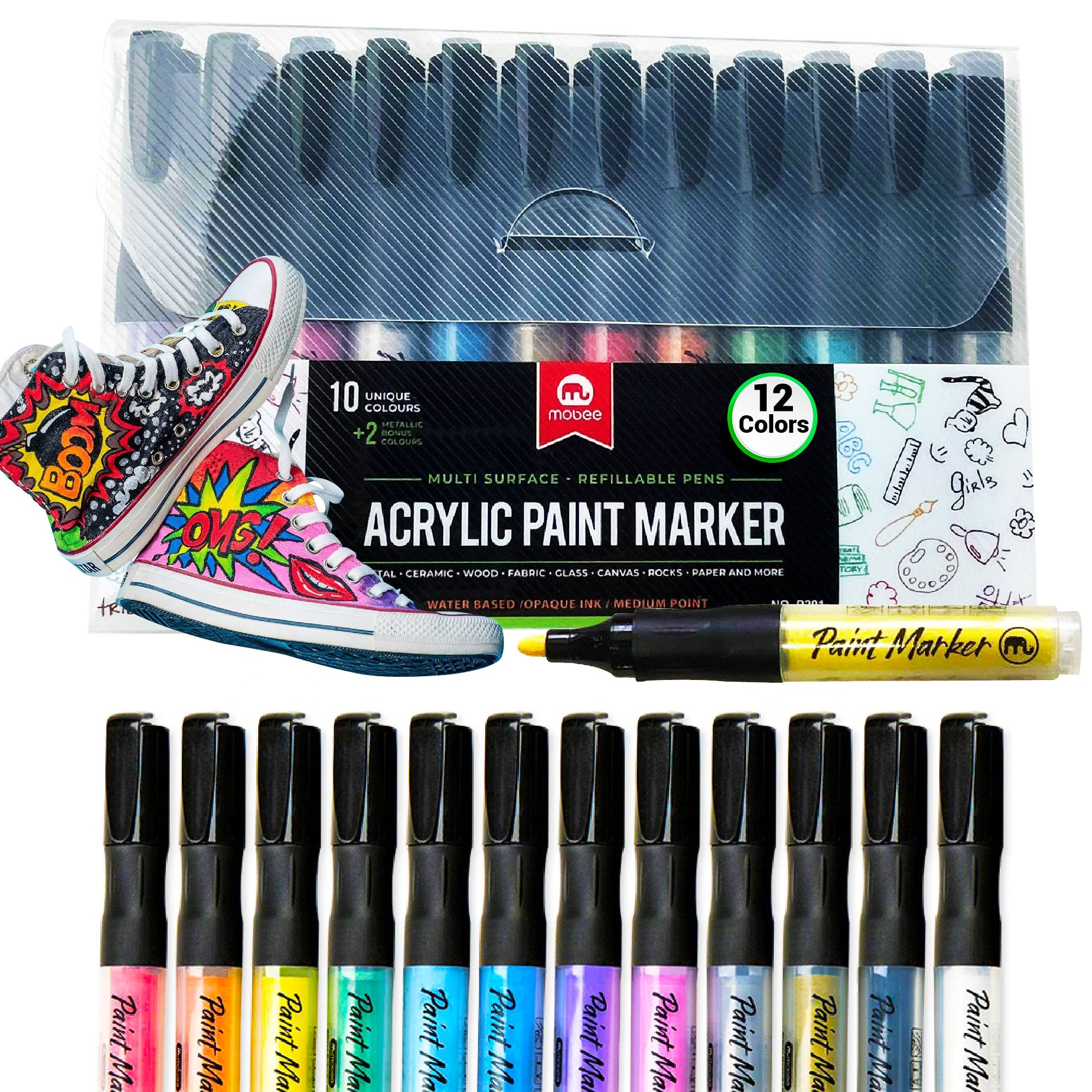 Acrylic Markers Arrtx 32 Colors Fine & Brush Dual Tips Permanent DIY Paint  Pen for Canvas Glass Ceramic Stone Wood Rock Painting 