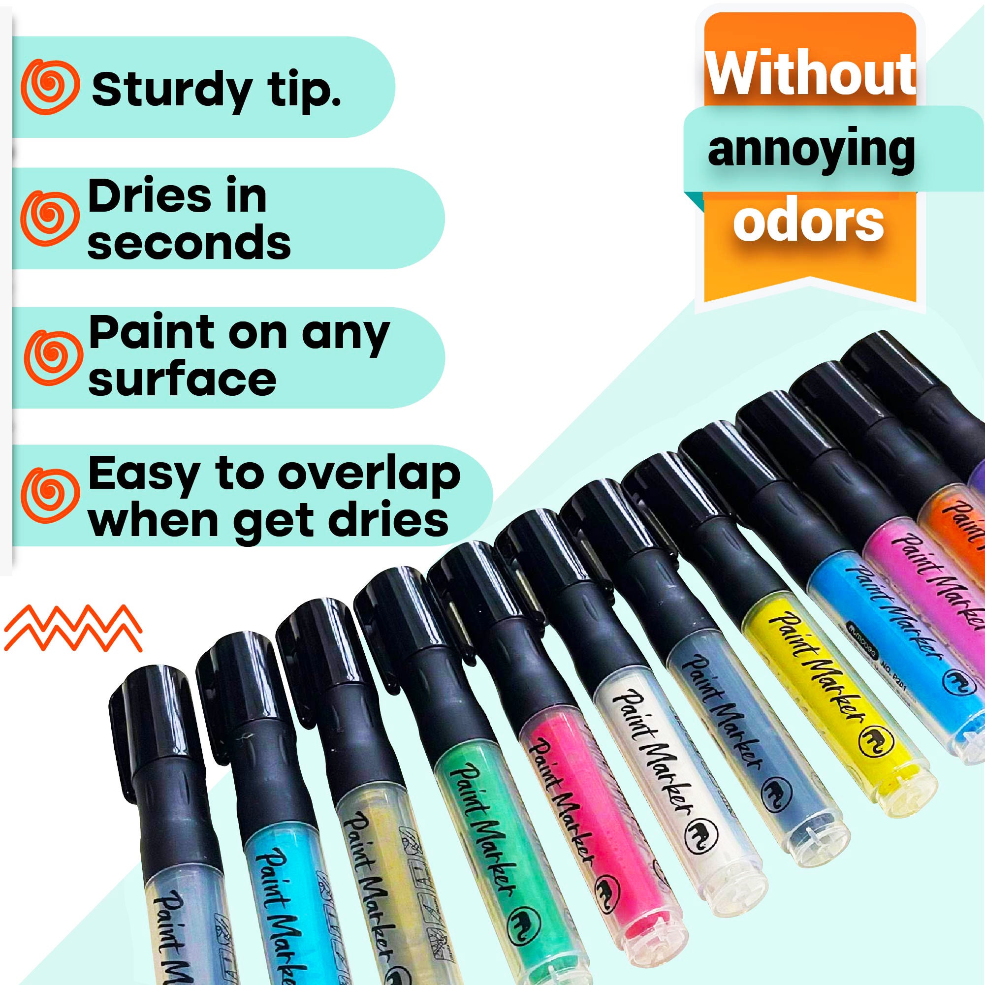 12 Acrylic White Paint Pens for Rock Painting, Stone, Ceramic, Glass, Wood,  Metal medium Tip 