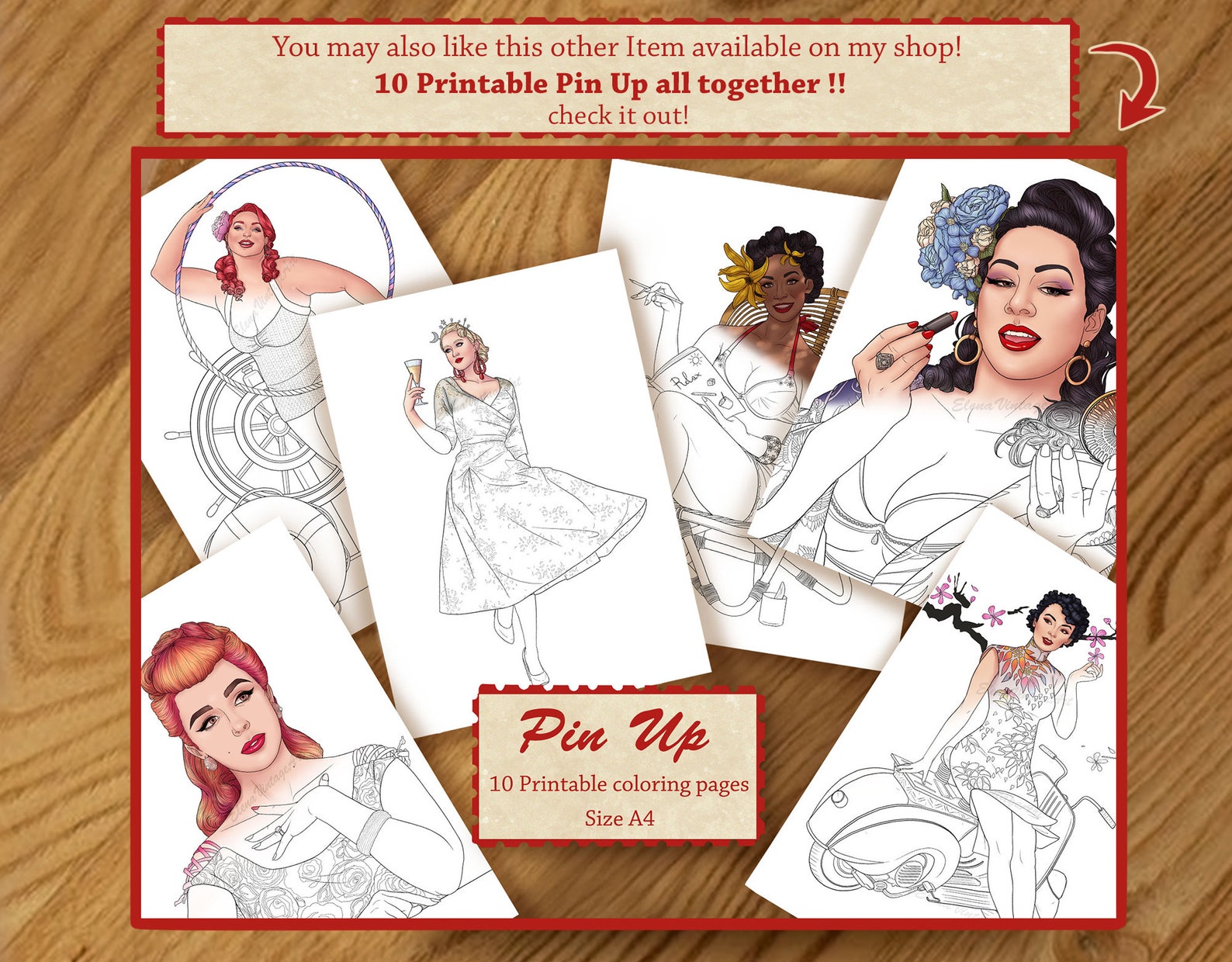 10 Pin up Coloring Pages adult Coloring Book Pin up Etsy