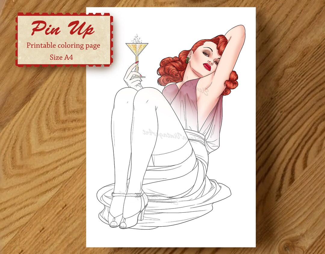 Adult Coloring Page | Pin up Printable Instant Download| Pdf Coloring ...