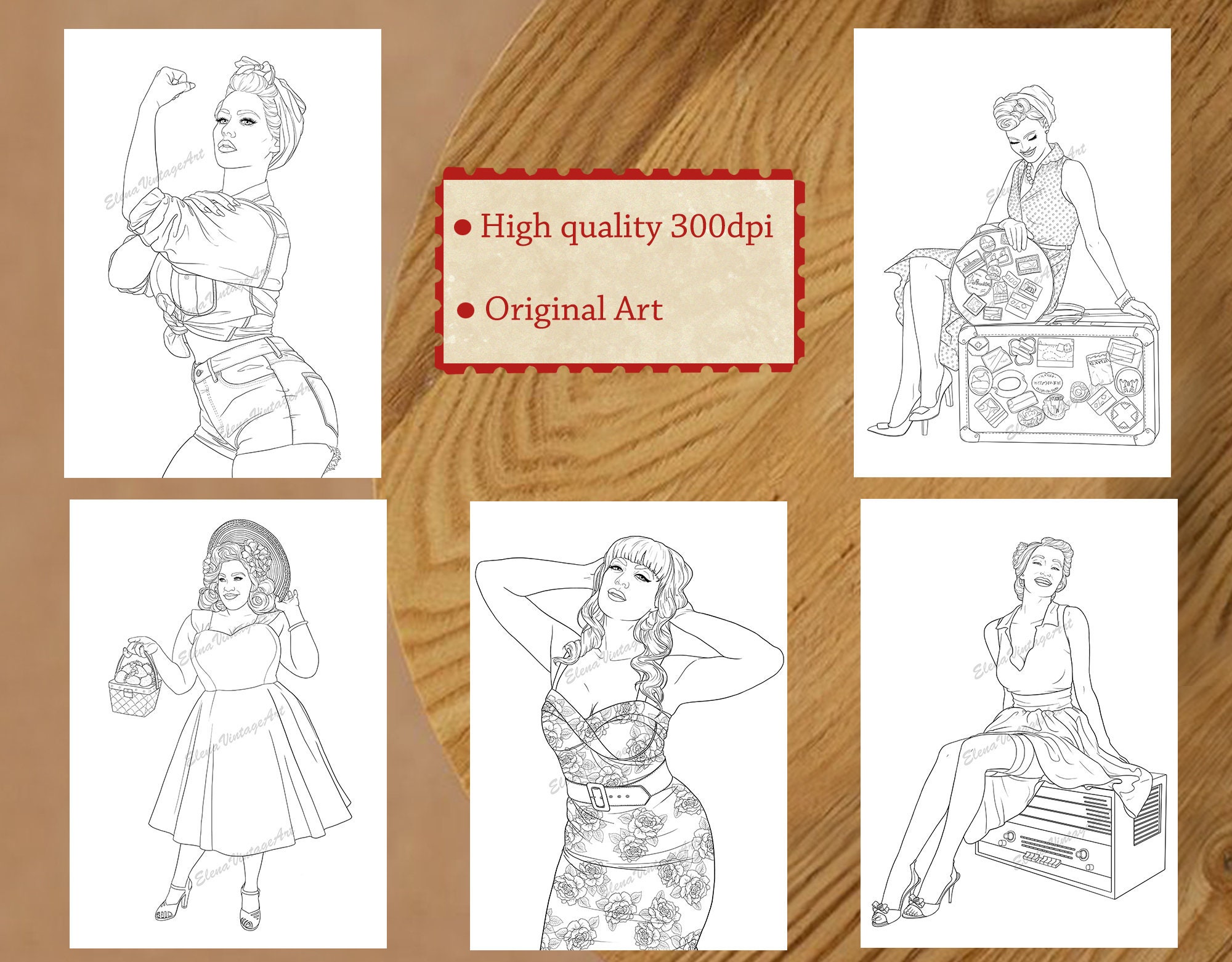 10 Pin up Coloring Pages adult Coloring Book Pin up - Etsy