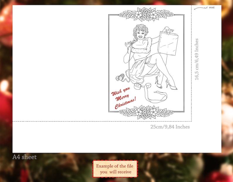 10 Weihnachtskarten zum Ausmalen Druckbare Pin-Up-Weihnachtskarten