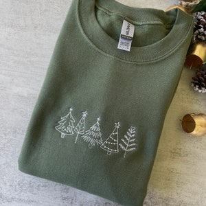 Christmas Tree Sweatshirt, Christmas Trees, Minimal, Christmas Crewneck Sweatshirt, Green Sweater, Christmas Sweatshirt