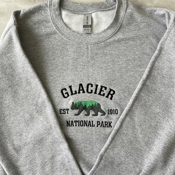 Embroidered Glacier National Park Sweatshirt, Montana Sweatshirt, Gift for Him, Gift for Her, National Park Shirt, Fall Sweatshirt