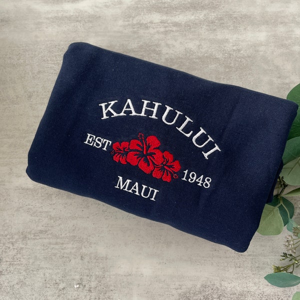 Embroidered Kahului Maui Sweatshirt, Crewneck Sweatshirt, Embroidered Maui Sweatshirt, Kahului Sweatshirt, Vacation Gift, Maui Gift, Trendy