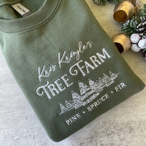 Kris Kringle Tree Farm Sweatshirt, Christmas Sweatshirt, Christmas Trees Sweatshirt, Crewneck Sweatshirt, Green Christmas Sweatshirt, Trees