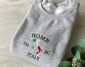 Embroidered  Rome Sweatshirt, Rome Italy Sweatshirt, Gift for Him, Gift for Her, Christmas Gift, Rome Italy Crewneck Sweatshirt