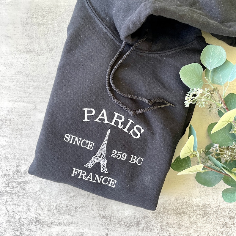 Embroidered Paris Hoodie Paris France Hoodie Paris Hoodie Etsy