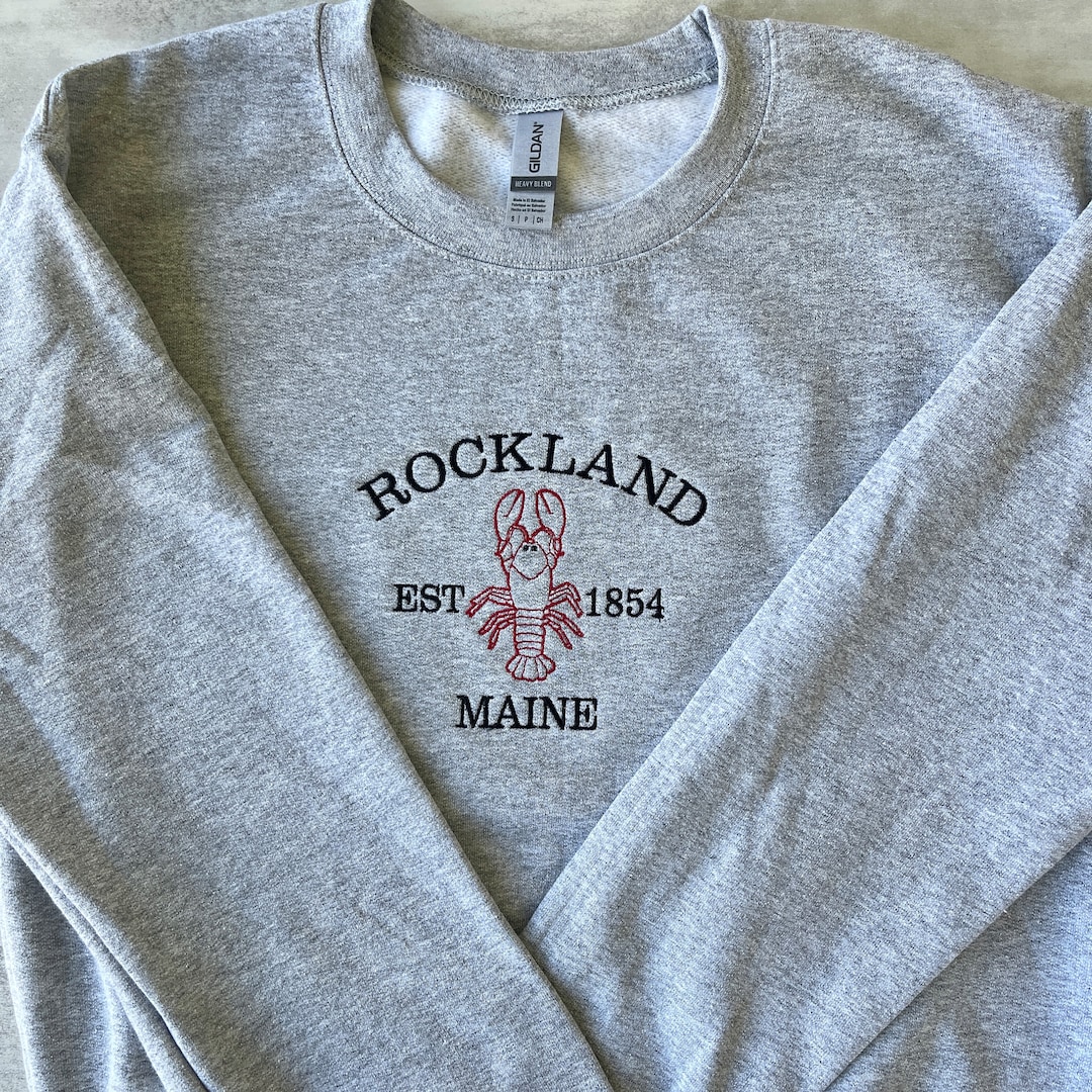 Embroidered Rockland Maine Sweatshirt, Maine Sweatshirt, Embroidered