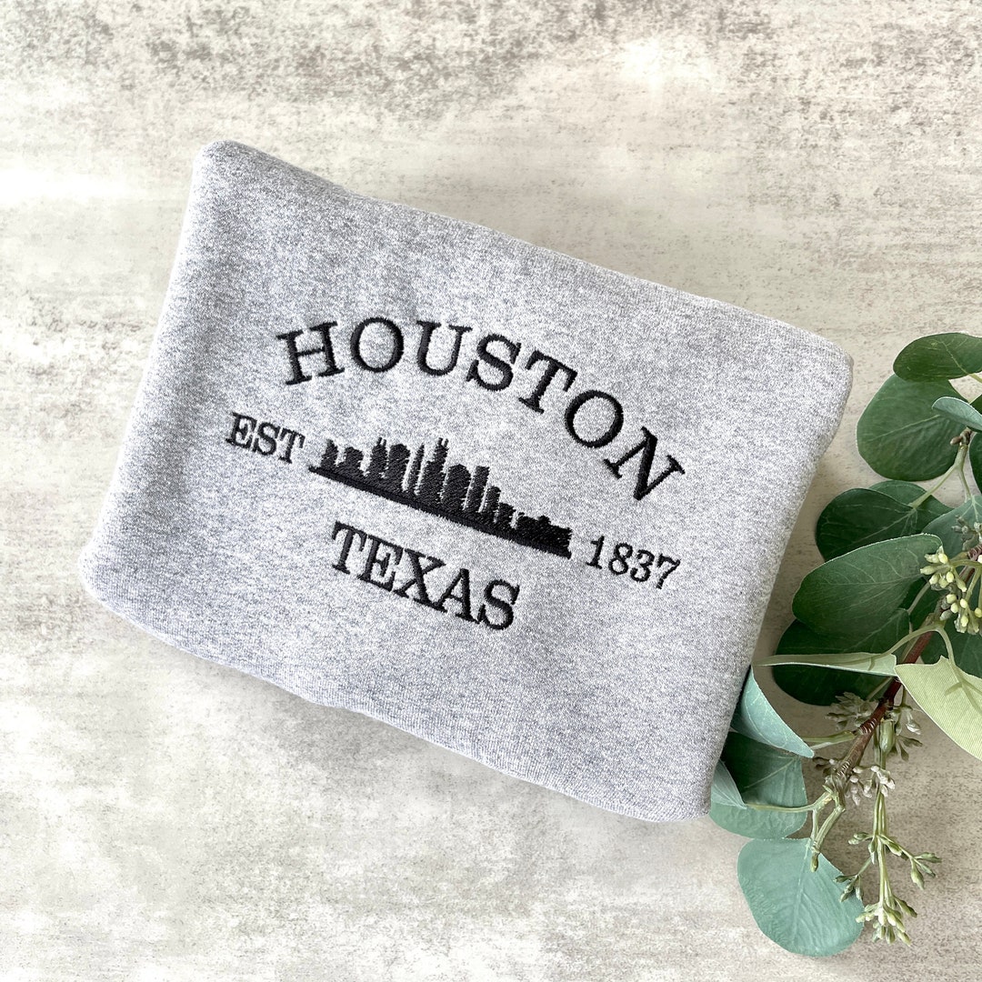 Embroidered Houston Sweatshirt, Houston Texas Crewneck Sweatshirt, Houston Crewneck, Graphic