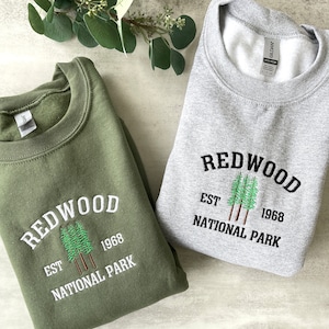 Embroidered Redwood National Park Sweatshirt, Redwood National Park Crewneck, Vacation Sweatshirt, Graphic Sweatshirt, Aesthetic Sweatshirt