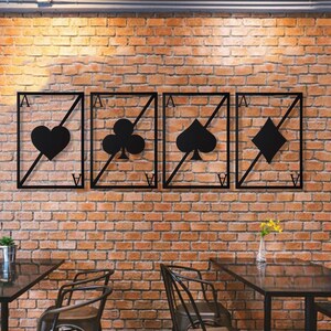 Decorazione da parete Gambit Full Aces, decorazione da parete Poker, decorazione da parete Man Cave, decorazione da parete per soggiorno, arazzo, arte da parete in metallo, decorazione da parete minimalista