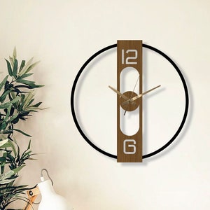 Wooden Modern Oversize Wall Clock, Metal Minimalist Wall Clock, Clock for Wall, Large Wall Clock, Rustic Wall Clock, Loft Wall Clock,Wanduhr