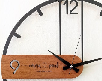 Personalisierte große Wanduhr, Moderne Wanduhr, Uhr für die Wand, Oversize Wanduhr, Geschenk für Paare, Geschenk für Ihn bedeutungsvoll, einzigartige Uhr