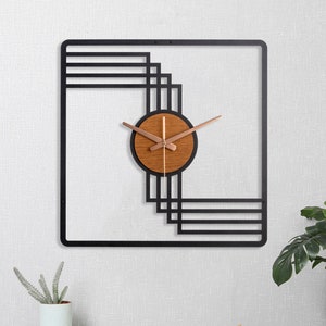 Mid Century Modern Clock, Large Wall Clock Modern, Oversize Clock, Wooden Wall Clock, Square Wall Clock, Minimalist Wall Clock, Wanduhr