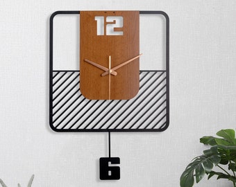 Wooden Wall Clock, Midcentury Wall Clock, Large Minimalist Wall Clock, Parisian Decor Wall Clock, Oversized Wall Clock, Clock for Wall