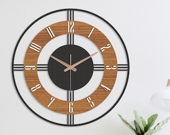 Grande horloge murale moderne, horloge murale unique, horloges pour mur, horloge avec chiffres, horloge murale minimaliste, horloge en bois, Wanduhr, salon