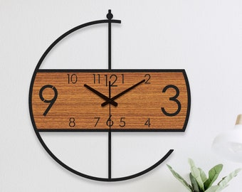 Large wall clock modern, wall clock unique, clocks for wall, design, decorative wall clock, livingroom, kitchen, wooden metal wall clock