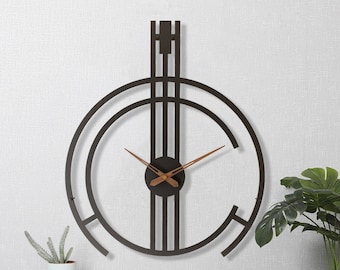 Große Mid Century Moderne Wanduhr, Uhr für Wand, Holz Minimalist Wanduhr, Übergroße Wanduhr, Horloge Wanduhr, Wanduhr Gros
