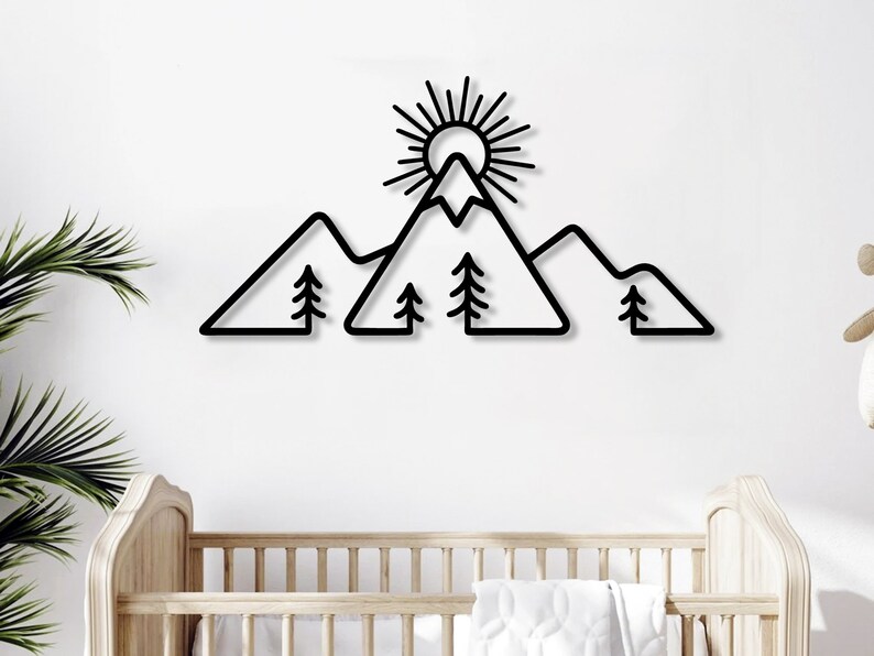 Nursery Mountain Wall Decor, Kids Room Decor, Kids Wall Art, Playroom Wall Art, Playroom Decor, Kids Room Sign, Gift for kids, Boho decor image 5