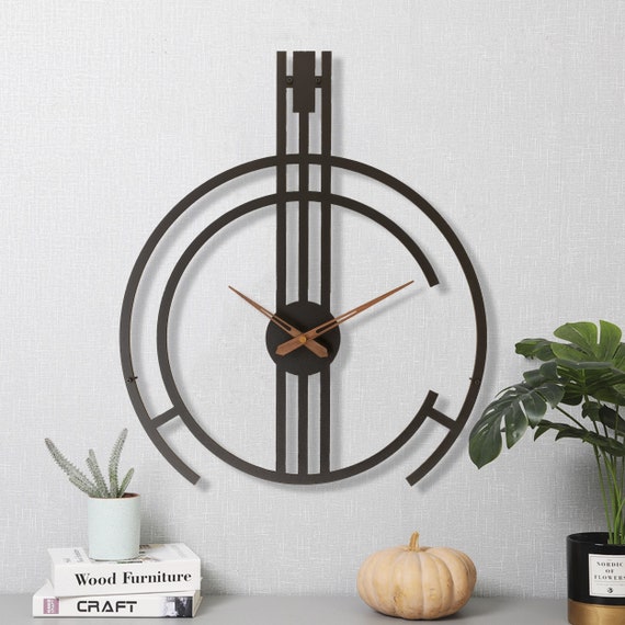 Grote Mid Century moderne wandklok klok voor muur houten