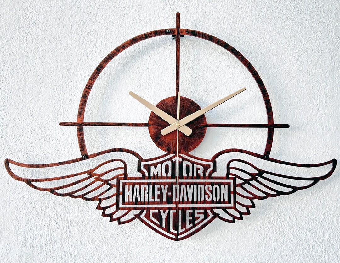 Motorcycle Large Clock Harley Davidson Wall Clock Harley Etsy