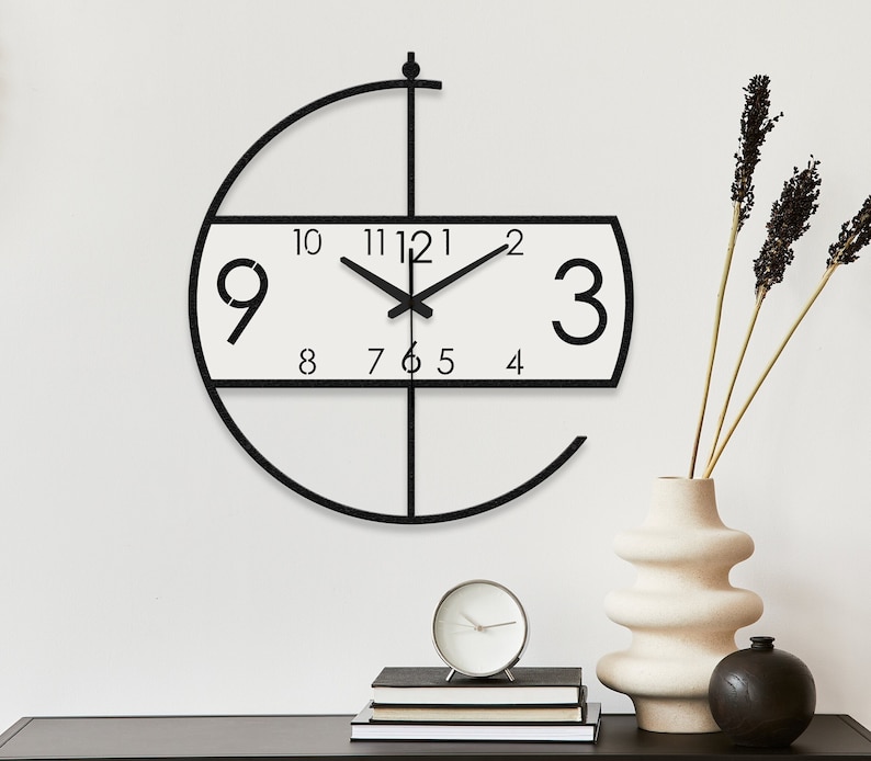 Large wall clock modern, clocks for wall, wall clock unique, Wooden wall clock, wall clock with numbers, minimalist wall clock, Wanduhr zdjęcie 1