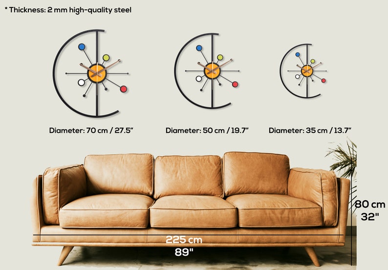 Starburst Large Wall Clock, Atomic Wall Clock Wood, Mid Century Modern Wall Clock, Wall Clock Unique, Wall Clock Farmhouse, Retro Wall Clock imagem 9