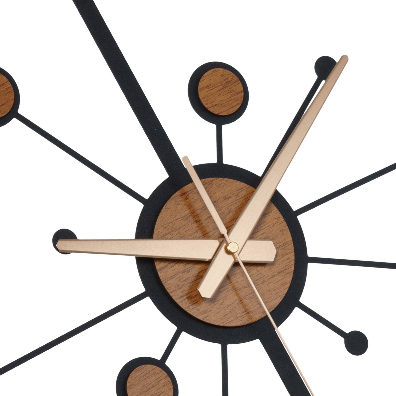 Atomic Wall Clock Wood, Mid Century Modern Wall Clock, Starburst Large