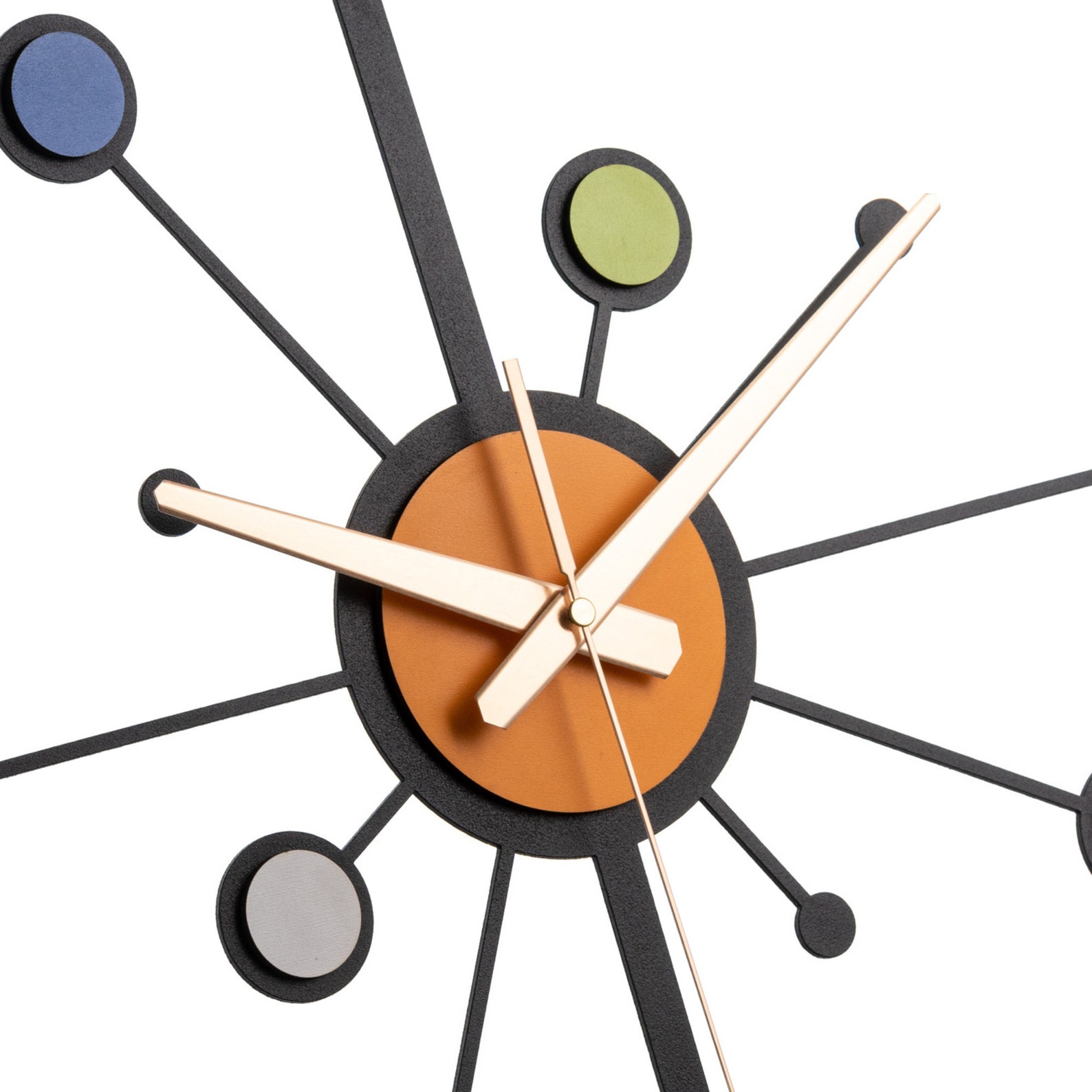 Starburst Large Wall Clock Atomic Wall Clock Wood Mid Etsy