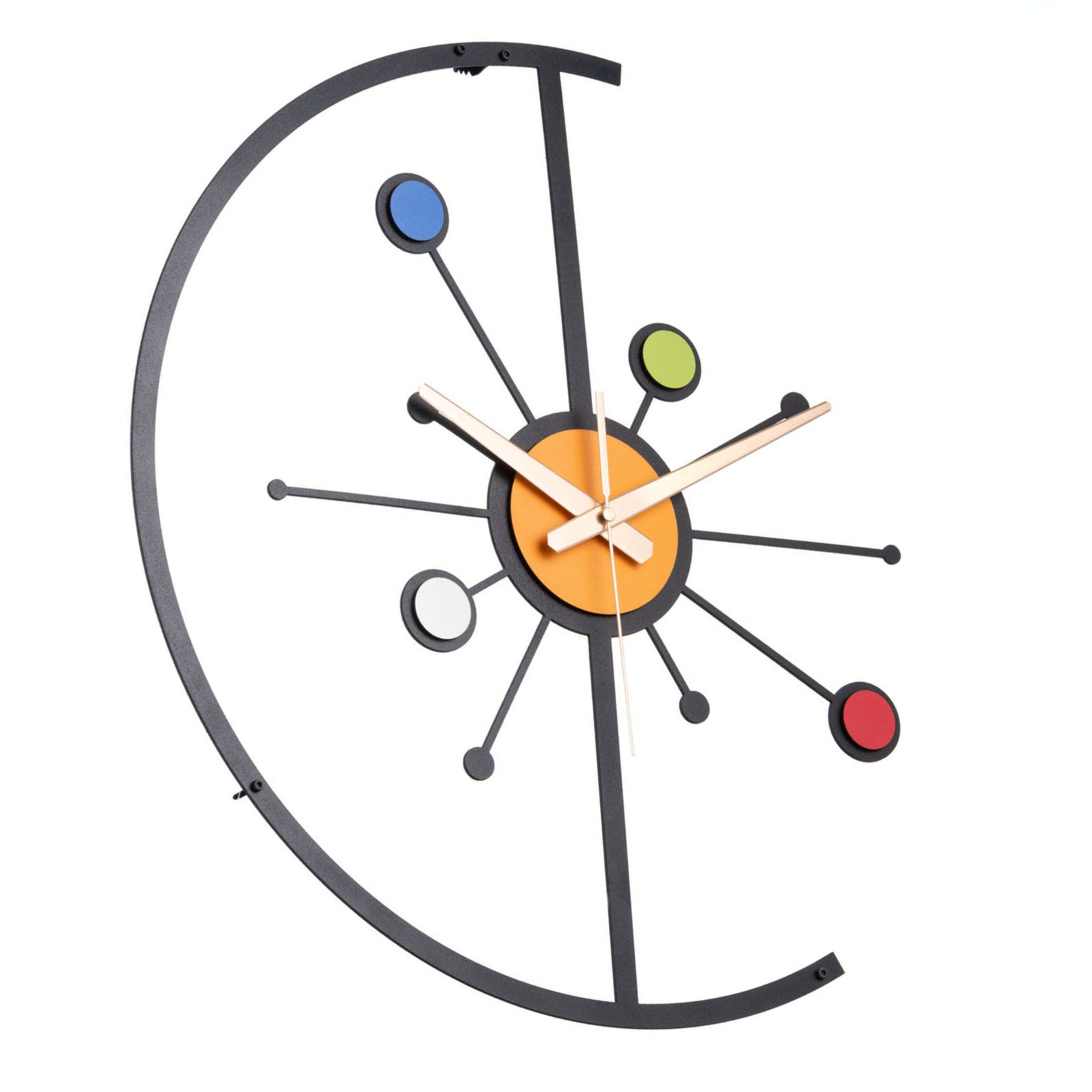 Starburst Large Wall Clock Atomic Wall Clock Wood Mid Etsy