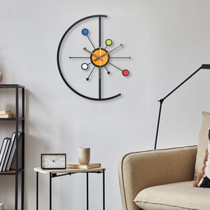 Starburst Large Wall Clock, Atomic Wall Clock Wood, Mid Century Modern Wall Clock, Wall Clock Unique, Wall Clock Farmhouse, Retro Wall Clock imagem 8