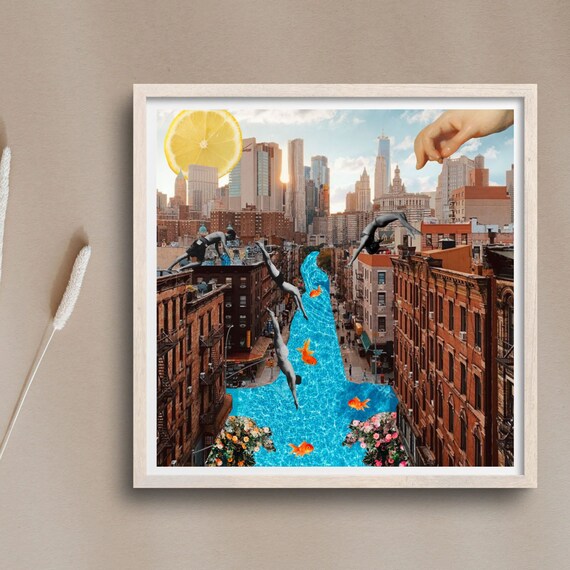 Digital Prints Art & Collectibles Space Surrealism Art Mushroom Trippy Pink Wall Art Apartments