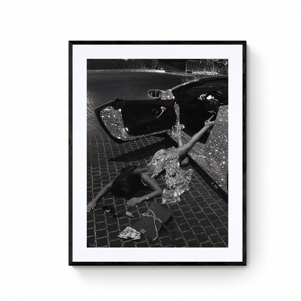 Black and White Car Poster Etsy