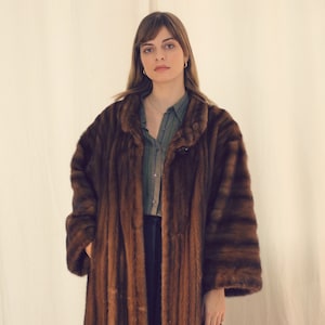 1990’s long mink vintage fur coat, preloved and in great condition, made by designer Carme Mir Garanger, Size XL