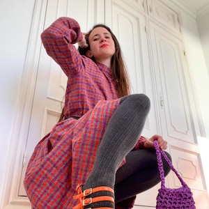 Size S, Unreal Colorful 70&#39;sVintage Wool Dress,