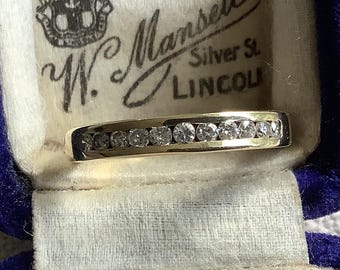 Vintage 9ct Gold Diamond Half Eternity Ring - UK Size O