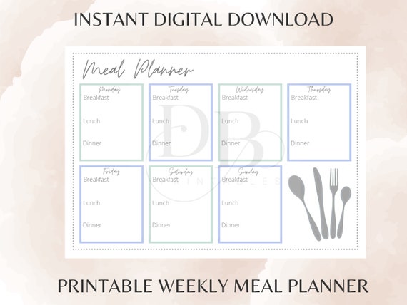 Meal Planner Printable Breakfast Lunch Dinner Printable A4 | Etsy