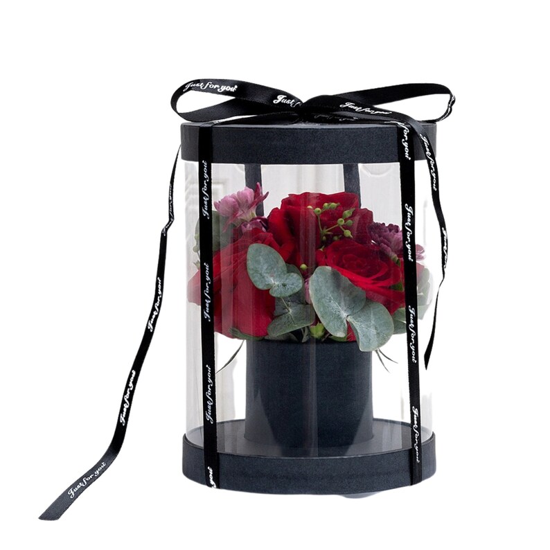 Flower Bouquet Box Round PVC Flower Small 14.5x20cm Gift Box Empty,diy